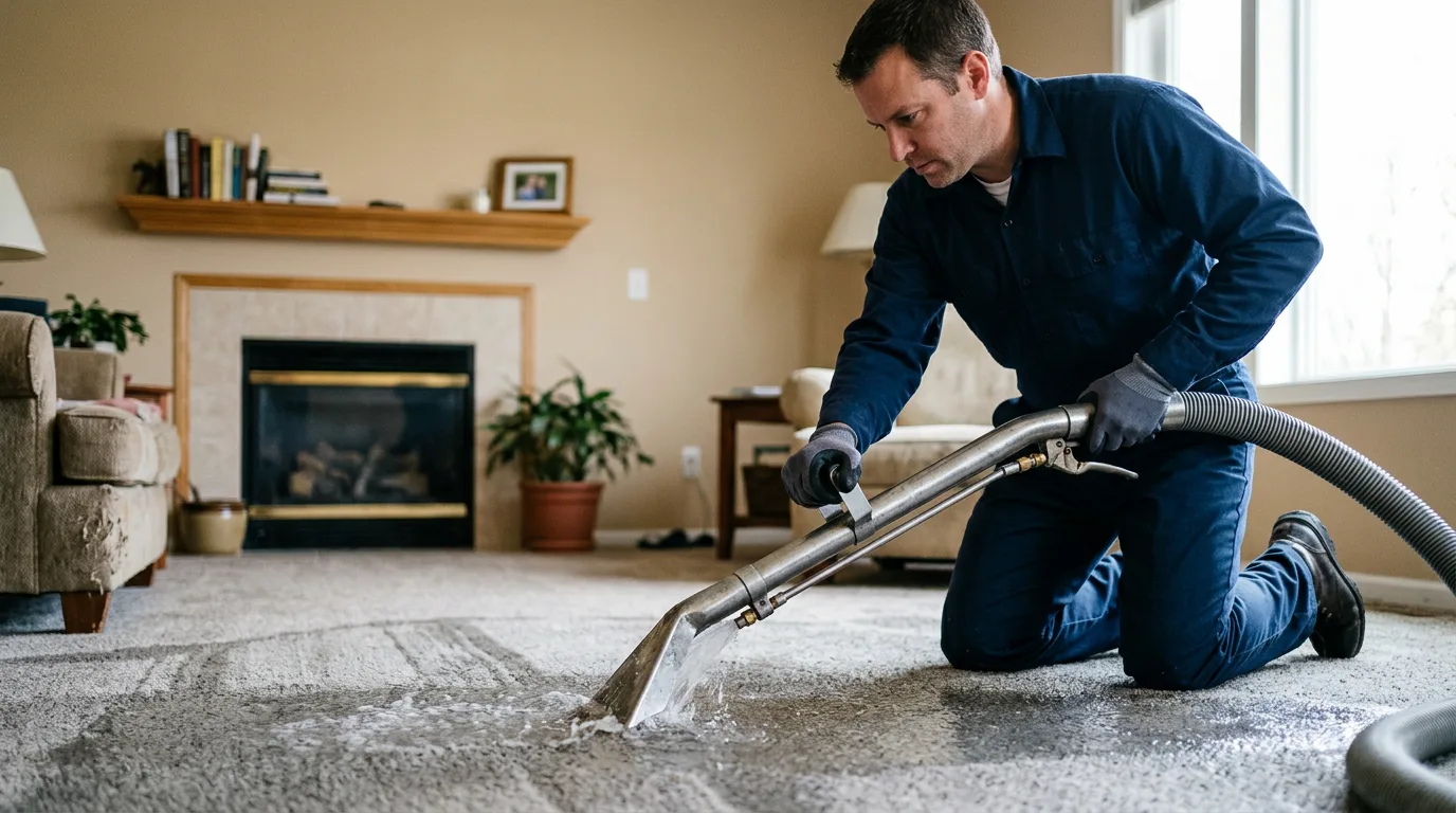 Water damage restoration technician working near Olympia, WA